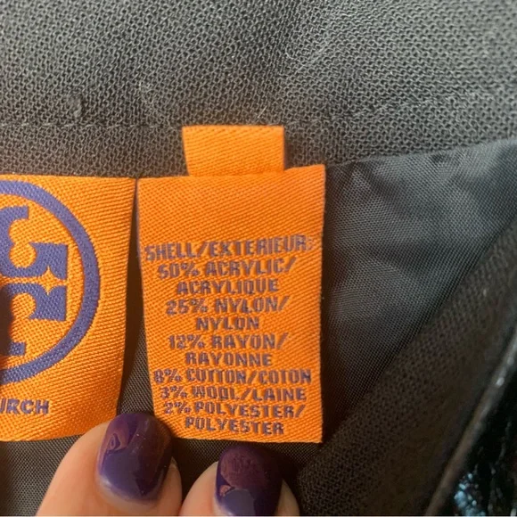 Tory Burch Leather Trimmed Tweed Pencil Skirt Wool Blend - Picture 7 of 9